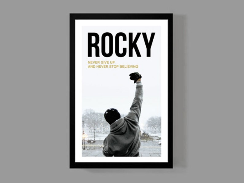 Rocky Movie Poster  Inspirational Quote Print  Motivational