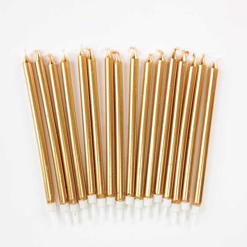 Tall Gold Birthday Candles 16 Five-Inch Gold Tapers Long