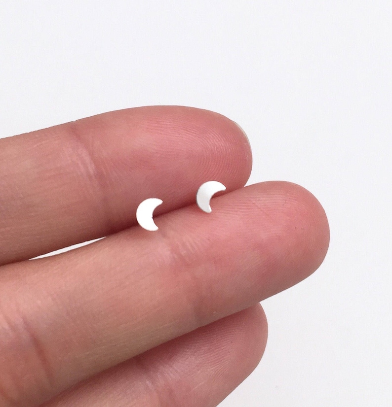 Tiny moon earrings/ nose studs sterling silver