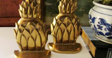 Vintage Brass Pineapple Bookends Williamsburg Palm Beach