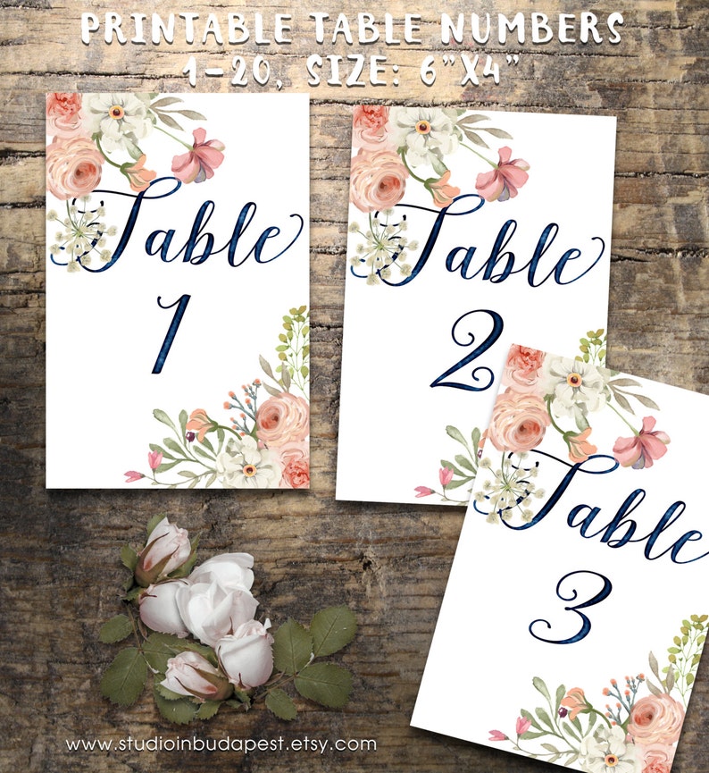 Wedding Table Numbers 1-20 Printable Table Numbers rustic