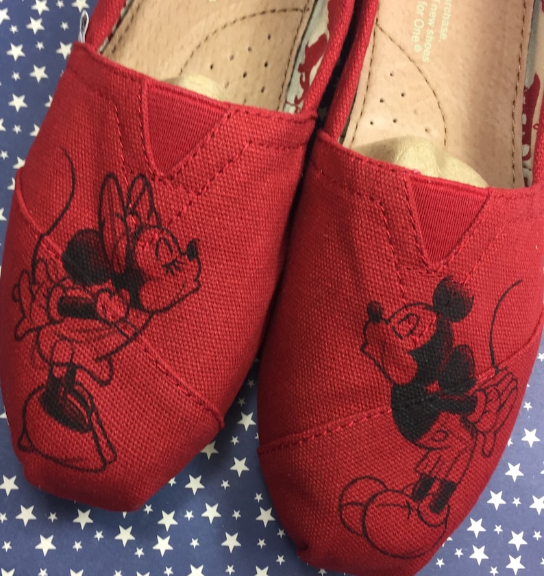 MINNIE & MICKEY Sketch Disney Shoes. Mickey Toms. Mickey and