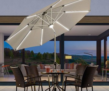 9' Solar Powered LED Lighted Patio Umbrella