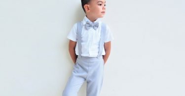 Boy Suspender Pants  Light Grey Linen Pants Pageboy