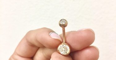Flash Sale Rose Gold Double CZ Titanium Belly Ring