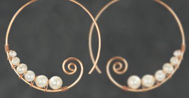 Pearl Spiral hoop earrings Gift for her Wedding gift