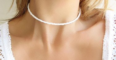 White Beaded Choker White Choker Beaded Necklace Glass