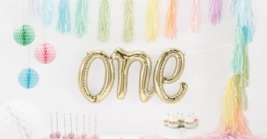 Giant One Balloon  White Gold Champagne Script