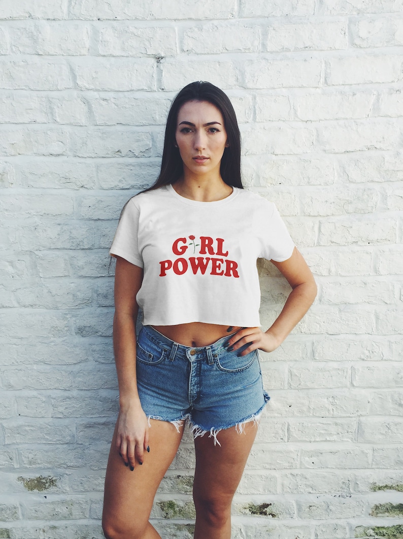 Girl Power CROP TOP  t shirt Girls Graphic Print Tee Womens