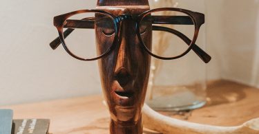 Handcarved Quirky Statue Face Eyeglasses Stand Wooden Statue