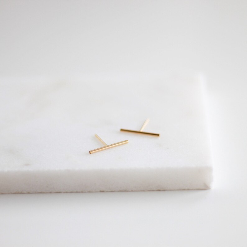 Long Bar Earrings   Gold Rose Gold or Silver  Line Studs