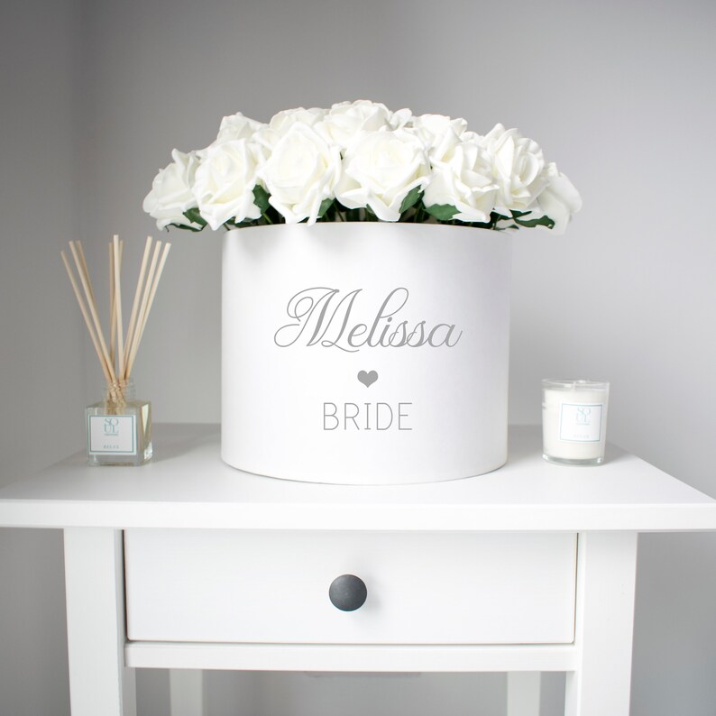 Personalised Elegant Bridal Flower Hat Box Bride Flower Rose