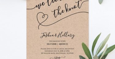 Printable Elope Announcement We Tied the Knot Rustic Heart