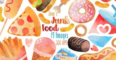 Watercolor Junk Food Clipart  Food Download  Instant