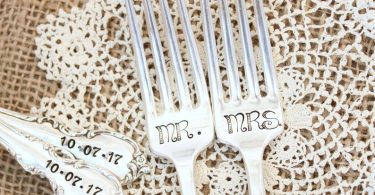 Custom Wedding Day Forks  Hand Stamped  Name Date  Mr. Mrs.