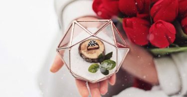 Geometric Glass Wedding Ring Bearer Box Diamond Ring Box