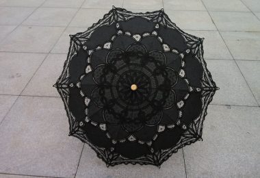 Black New Vintage Lace Umbrella Handmade Cotton Embroidery