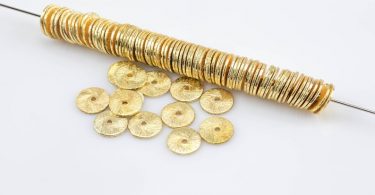 Brushed Gold Copper gold flat disc beads spacers  Brushed