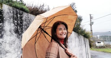 Cork made umbrella  original cork and a wooden handle