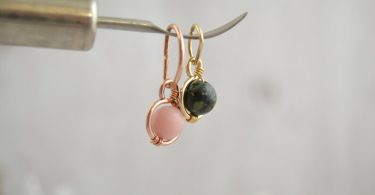 D Ring Belly Ring  Small Dainty Dangle Stone Belly Ring  16g