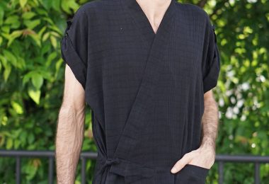 Men Kimono Men Yukata Black Kimono for Men Black Cotton