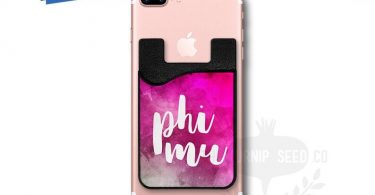 Phi Mu Watercolor  Water Color  Phone Caddy  Sticker Pocket