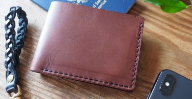 Slim Mens Leather Wallet Dark Brown  Brown Bifold Front