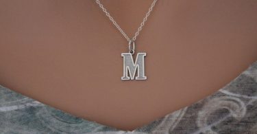Sterling Silver Uppercase M Initial Charm Necklace Sterling