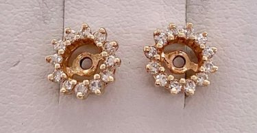Vintage pair of small 14k yellow gold Round Diamond Circular