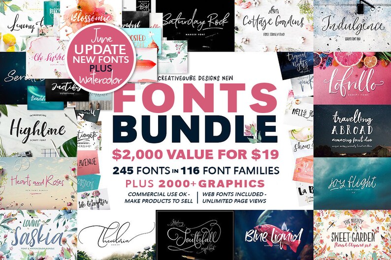 99% OFF Font Bundle Watercolor Clip Art Digital Fonts » Petagadget