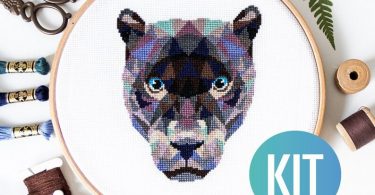Geometric Black Panther Cross Stitch Kit