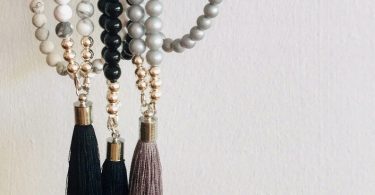 Long Beaded Tassel Necklace. Choose either a black beaded