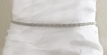 Bridal Wedding Sash Silver Wedding Belt Rhinestone White