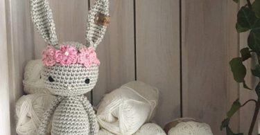 Crochet amigurumi Bunny with flower headband crochet toy