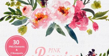 Digital Clipart Watercolor Flower Clipart peonies Clip art