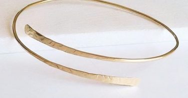 Gold Copper Armband Forearm Bangle. Hammer Silver Custom Size