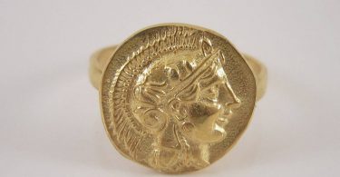 Greek Goddess Gold Ring  Greek Mythology  Double Sided Coin