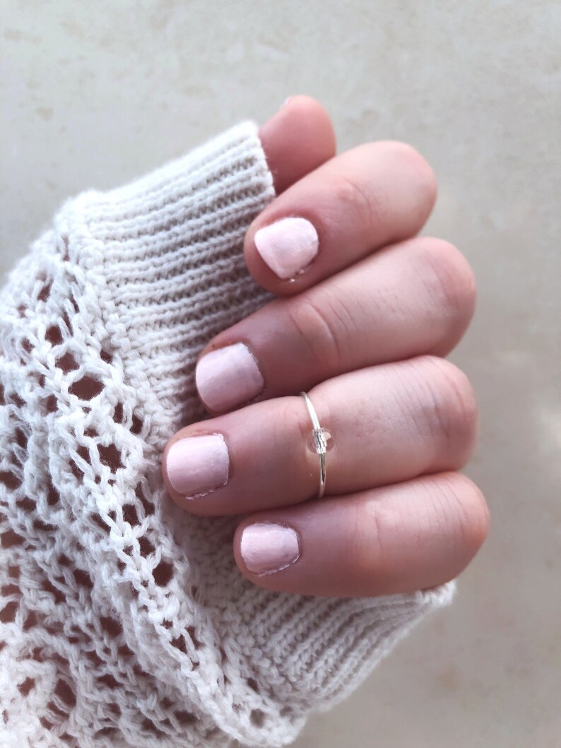 Light Pink Ring Sterling Silver Midi Ring Knuckle Ring