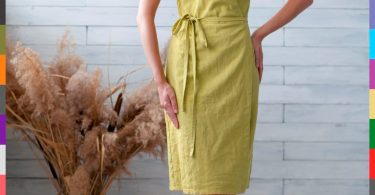 Linen wrap dress. Wrap dress. Linen dress. Dress with belt.