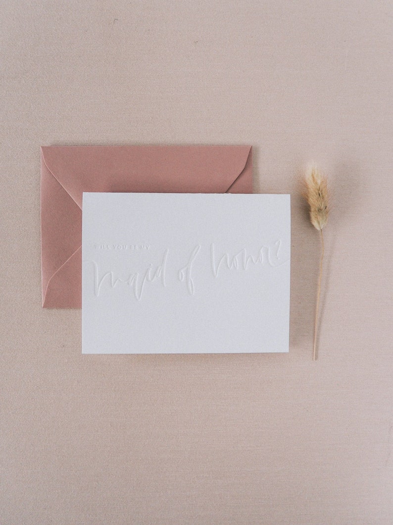 Blind Letterpress Maid of Honor Proposal Card