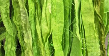 Chartreuse Recycled Sari Silk Ribbon 5 10 Yards or Full Skein