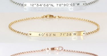 Graduation gift for her Engraved bracelet with coordinates