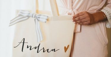 Personalized Bag Gift for Bridesmaids Canvas Bag w/Striped