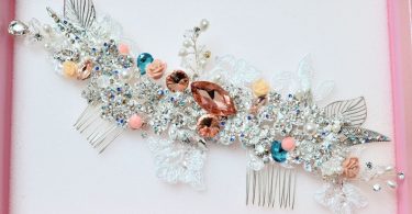 Swarovski crystal Peach Champagne Sapphire Blue Coral and