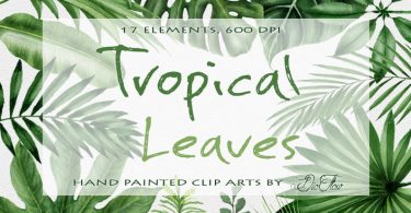 Watercolor Tropical Leaves Clipart Palm Leaf Greenery Clip Art