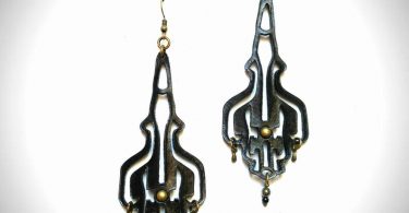 Art Nouveau Leather Earrings Fuschia flower earrings with