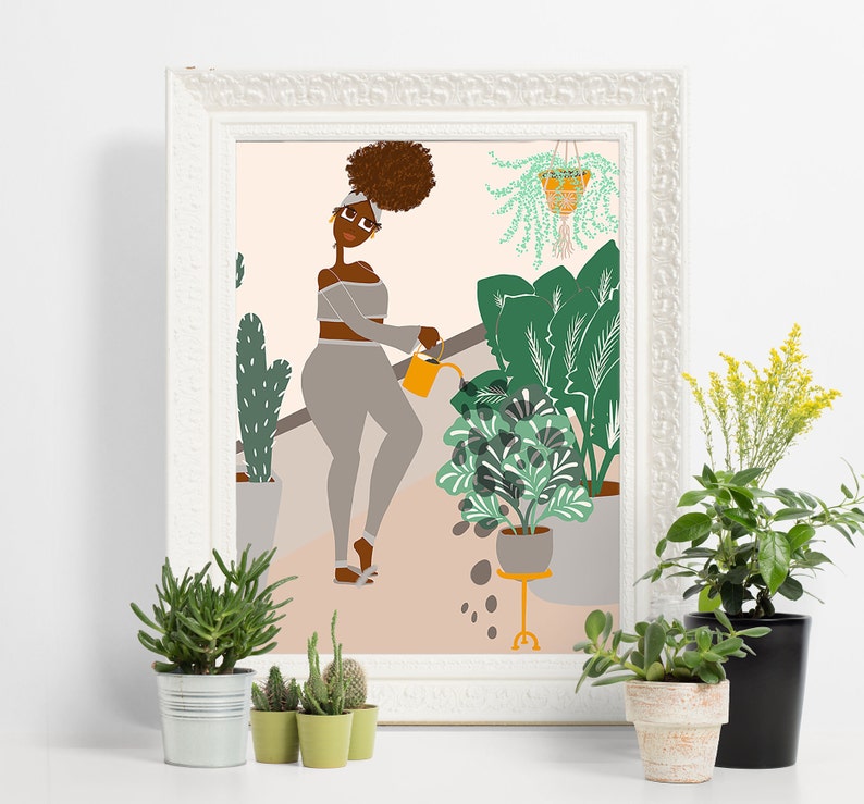 ART PRINT  Watering Plants  home decorwall artgallery