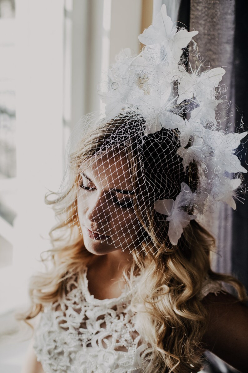 Birdcage veil headband with butterflies Butterfly headband