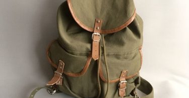 Canvas and Leather  khaki green rucksack / backpack