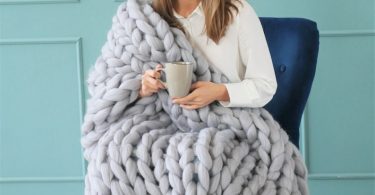 Merino wool throw blanket Chunky knit blanket Giant blanket